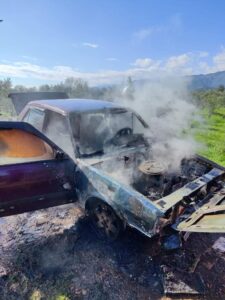HATAY'DA OTOMOBİLDE YANGIN ÇIKTI
